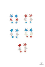 Load image into Gallery viewer, Paparazzi Starlet Shimmer Earrings - Red, White &amp; Blue
