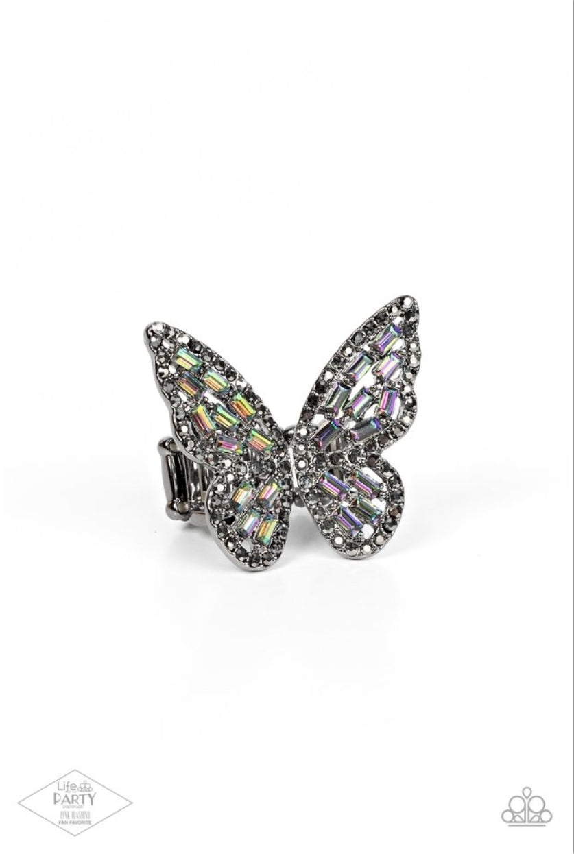 Paparazzi Flauntable Flutter - Black Multi  Pink Diamond Life of the Party Exclusive