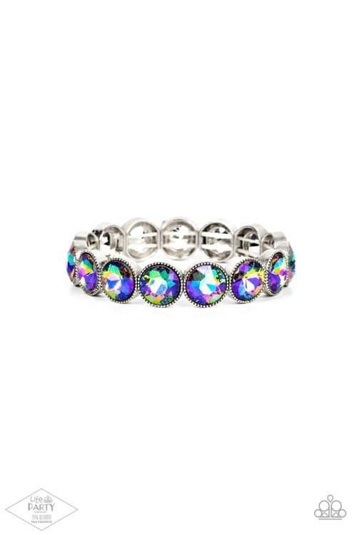 Paparazzi Number One Knockout - Blue Multi Bracelet Pink Diamond Life of the Party Exclusive